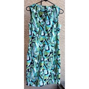 Dressbarn Teal Multicolor Sleeves Dress Sz 4